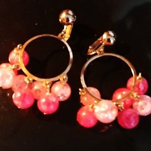 Sarah Coventry Circle Hoop with Pink Baubles